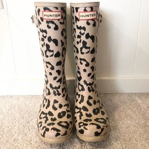 Girls Leopard Print Hunter Rain Boots